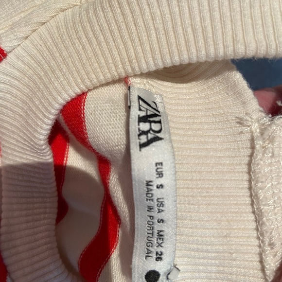 Zara Cut Out Shoulders Striped Long Sleeve Top Size - Small - Picture 5 of 7